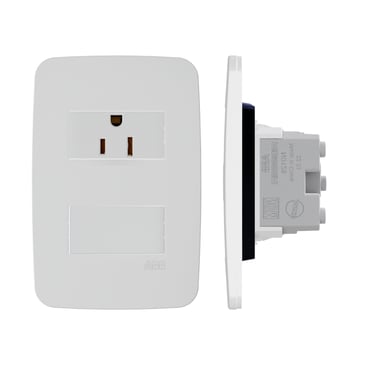  Interruptor sencillo+tomacorriente 2P+T Origen blanco 
